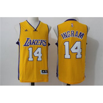 Men's Los Angeles Lakers #14 White Revolution Yellow 30 Swingman Basketball Jersey