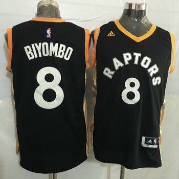 Men's Toronto Raptors #8 Bismack Biyombo Black With Gold New NBA Rev 30 Swingman Jersey
