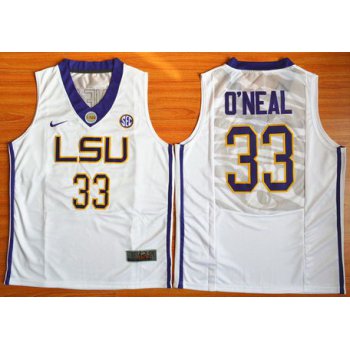 Men's LSU Tigers #33 Shaquille O'Neal White College Basketball Nike Jersey
