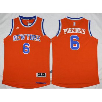 Men's New York Knicks #6 Kristaps Porzingis Revolution 30 Swingman 2015-16 Orange Jersey