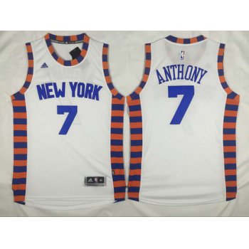 Men's New York Knicks #7 Carmelo Anthony Revolution 30 Swingman 2015-16 White Jersey