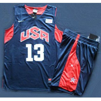 2012 Olympic USA Team #13 Chris Paul Blue Basketball Jerseys& Shorts Suit