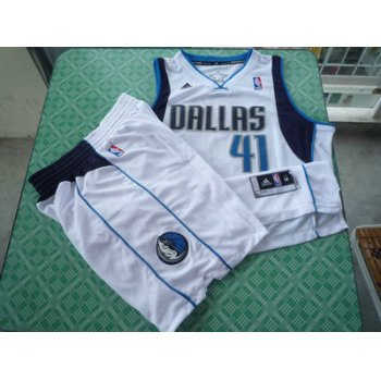 Dallas Mavericks 41 Dirk Nowitzki white swingman Basketball Suit
