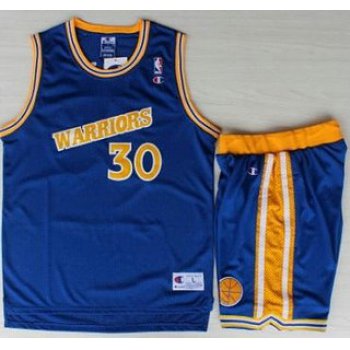 Golden State Warriors #30 Stephen Curry Blue Hardwood Classics NBA Jerseys Shorts Suits