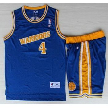 Golden State Warriors #4 Chris Webber Blue Hardwood Classics NBA Jerseys Shorts Suits