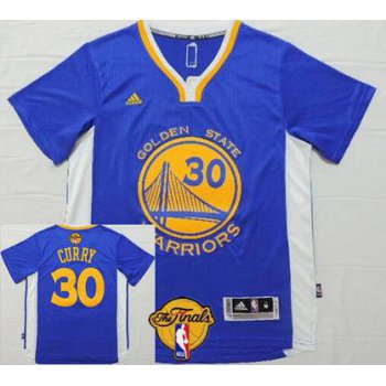Men's Golden State Warriors #30 Stephen Curry 2015 The Finals New Blue Short-Sleeved Jersey