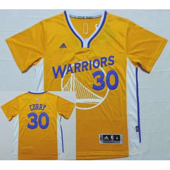 Men's Golden State Warriors #30 Stephen Curry Revolution 30 Swingman 2014 New Yellow Short-Sleeved Jersey