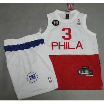 Philadelphia 76ers #3 Allen Iverson White With Red NBA Jerseys Shorts Suits