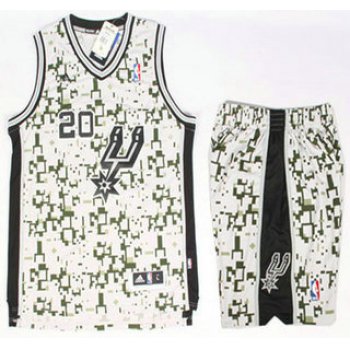 San Antonio Spurs #20 Manu Ginobili Revolution 30 Swingman Grey Camo NBA Jerseys Shorts Suits