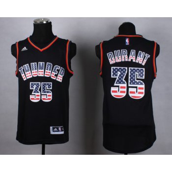 Oklahoma City Thunder #35 Kevin Durant Revolution 30 Swingman 2014 USA Flag Fashion Black Jersey