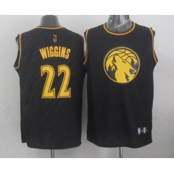 Minnesota Timberwolves #22 Andrew Wiggins Revolution 30 Swingman 2014 Black With Gold Jersey