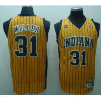 Indiana Pacers #31 Reggie Miller Yellow Pinstripe Swingman Throwback Jersey