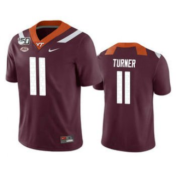 Men's Virginia Tech Hokies #11 Tre Turner Maroon 150th College Football Nike Jersey