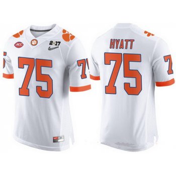 Men's Clemson Tigers #75 Mitch Hyatt White 2017 Championship Game Patch Stitched CFP Nike Limited Jersey