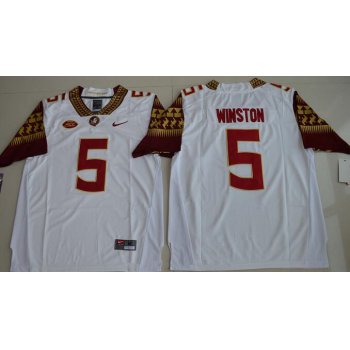 Men's Florida State Seminoles #5 Jameis Winston White Stitched College Football 2016 Nike NCAA Jersey