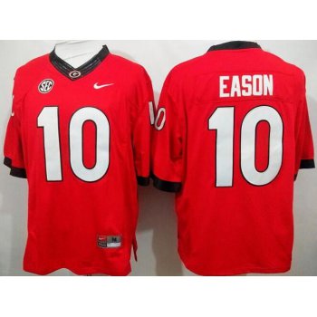 Men's Georgia Bulldogs #10 Jacob Eason Red Stitched NCAA Nike College Football Jersey