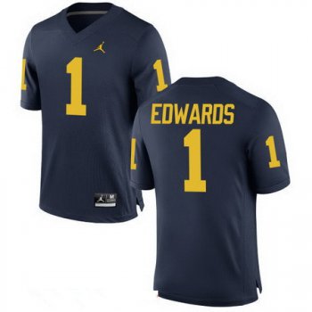Men's Michigan Wolverines #1 Braylon Edwards Retired Navy Blue Stitched College Football Brand Jordan NCAA Jersey