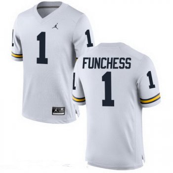 Men's Michigan Wolverines #1 Devin Funchess White Stitched College Football Brand Jordan NCAA Jersey