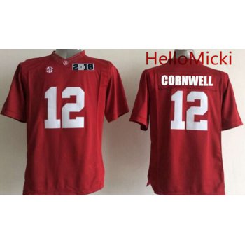 Men's Alabama Crimson Tide #12 David Cornwell Red 2016 BCS College Football Nike Limited Jersey