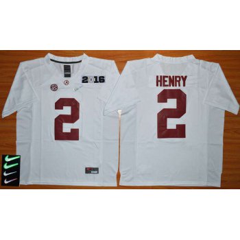 Men's Alabama Crimson Tide #2 Derrick Henry White 2016 Playoff Diamond Quest College Football Nike Limited Jersey