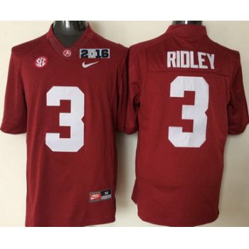 Men's Alabama Crimson Tide #3 Calvin Ridley Red 2016 BCS College Football Nike Limited Jersey