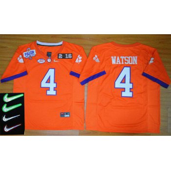 Men's Clemson Tigers #4 Deshaun Watson Orange 2016 Playoff Rose Bowl Special Event Diamond Quest Jersey