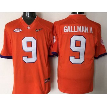 Men's Clemson Tigers #9 Wayne Gallman II Orange 2016 Playoff Diamond Quest College Football Nike Limited Jersey