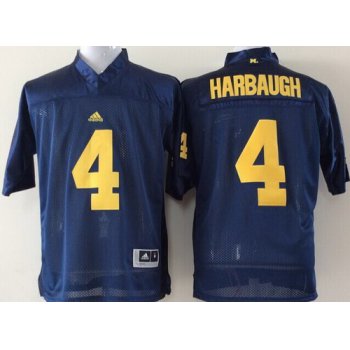 Michigan Wolverines #4 Jim Harbaugh Navy Blue Jersey
