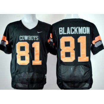 Oklahoma State Cowboys #81 Justin Blackmon Black Pro Combat Jersey