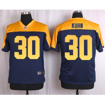 Men's Green Bay Packers #30 John Kuhn Navy Blue Gold Alternate NFL Nike Elite Jersey