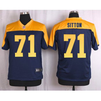 Men's Green Bay Packers #71 Josh Sitton Navy Blue Gold Alternate NFL Nike Elite Jersey