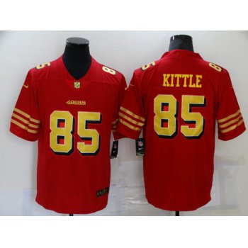 Men's San Francisco 49ers #85 George Kittle Red Gold 2021 Vapor Untouchable Stitched NFL Nike Limited Jersey