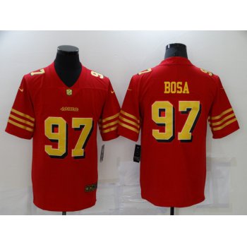 Men's San Francisco 49ers #97 Nick Bosa Red Gold 2021 Vapor Untouchable Stitched NFL Nike Limited Jersey