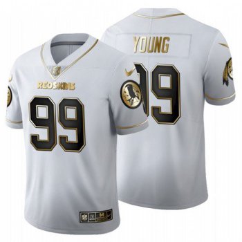 Men Washington Redskins Football Team #99 Chase Young White Golden Limited Jersey