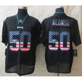 Nike Philadelphia Eagles #50 Kiko Alonso 2014 USA Flag Fashion Black Elite Jersey