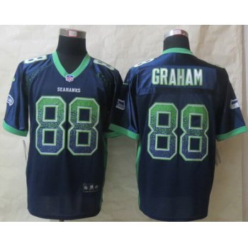 Nike Seattle Seahawks #88 Jimmy Graham Drift Fashion Blue Elite Jersey