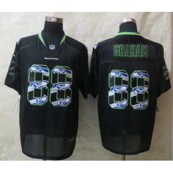 Nike Seattle Seahawks #88 Jimmy Graham Lights Out Black Ornamented Elite Jersey