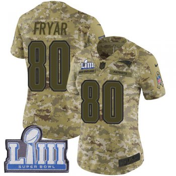 #80 Limited Irving Fryar Camo Nike NFL Women's Jersey New England Patriots 2018 Salute to Service Super Bowl LIII Bound