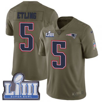 Youth New England Patriots #5 Danny Etling Olive Nike NFL 2017 Salute to Service Super Bowl LIII Bound Limited Jersey
