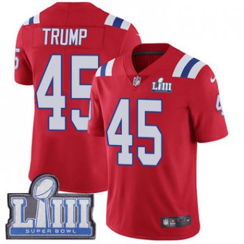 #45 Limited Donald Trump Red Nike NFL Alternate Youth Jersey New England Patriots Vapor Untouchable Super Bowl LIII Bound