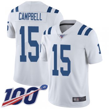 Nike Colts #15 Parris Campbell White Men's Stitched NFL 100th Season Vapor Limited Jersey