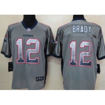 Nike New England Patriots #12 Tom Brady Drift Fashion Gray Elite Jersey