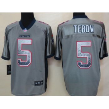 Nike New England Patriots #5 Tim Tebow Drift Fashion Gray Elite Jersey