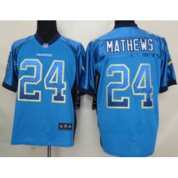 Nike San Diego Chargers #24 Ryan Mathews Drift Fashion Blue Elite Jersey