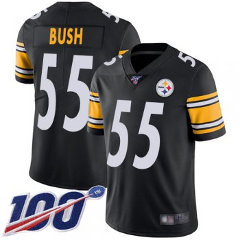 Steelers #55 Devin Bush Black Team Color Men's Stitched Football 100th Season Vapor Limited Jersey