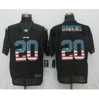 Men's Philadelphia Eagles #20 Brian Dawkins Black USA Flag Fashion Stitched NFL Nike Elite Jersey