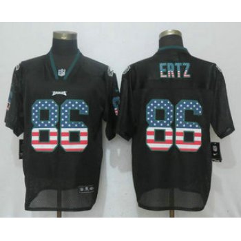 Men's Philadelphia Eagles #86 Zach Ertz Black USA Flag Fashion Stitched NFL Nike Elite Jersey