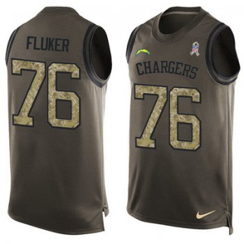 Men's San Diego Chargers #76 D.J.Fluker Green Salute to Service Hot Pressing Player Name & Number Nike NFL Tank Top Jersey