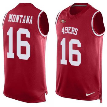 Men's San Francisco 49ers #16 Joe Montana Red Hot Pressing Player Name & Number Nike NFL Tank Top Jersey