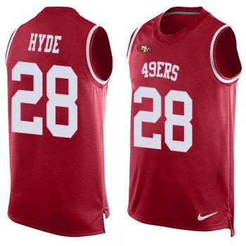 Men's San Francisco 49ers #28 Carlos Hyde Red Hot Pressing Player Name & Number Nike NFL Tank Top Jersey